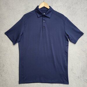 EIS Shirt Mens Medium Navy Blue Sun Equestrian Polo Short Sleeve Casual